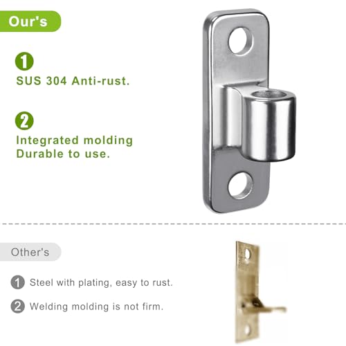 Insaga Heavy Duty 304 Stainless Steel Gate Hinges 2 Pcs, Wall Mount Hardware with 5/8" Pin, One-Piece Cast Hinge for Farm, Fence, Chain Link, Wooden & Metal Gates - color: Silver-SS-Hole-2Pcs