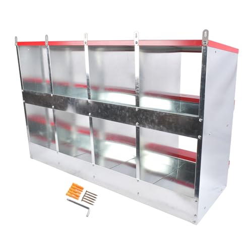 Chicken Nesting Boxes - 8-Compartment Metal Wall-Mounted Poultry Nest Box for Chickens, Hens, and Ducks - Easy Egg Collection - Large Vented Holes - Chicken Coop Equipment