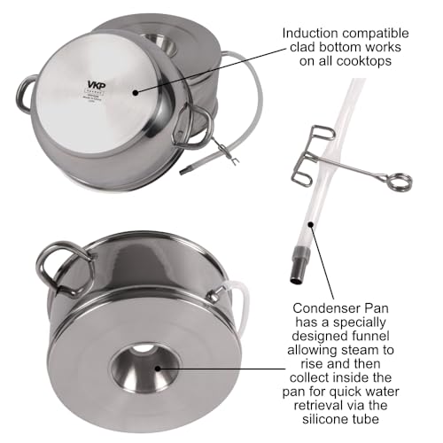Kitchen Crop Little Creek Stainless Steel Water Distiller, 2 Gallon Capacity, Works on all Stovetops, Double Boiler, Render Lard & Tallow