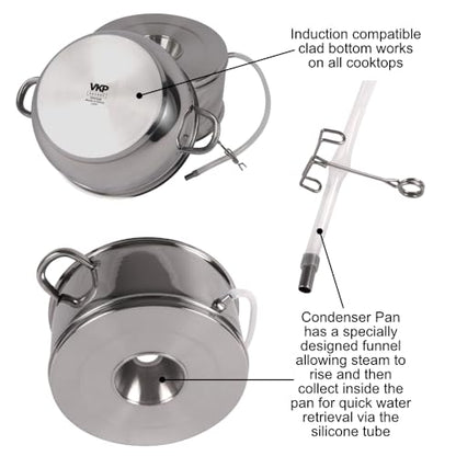 Kitchen Crop Little Creek Stainless Steel Water Distiller, 2 Gallon Capacity, Works on all Stovetops, Double Boiler, Render Lard & Tallow