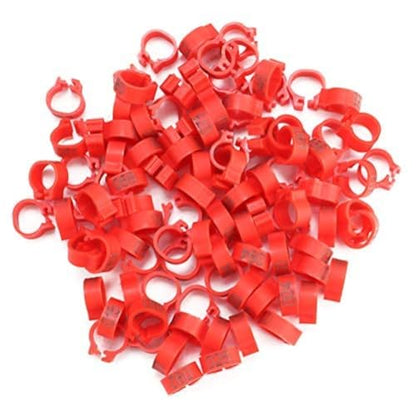 100Pcs Pigeons Leg Ring, 8mm 001-100 Numbered Plastic Poultry Leg Bands Clip on Leg Rings for Bird Dove Finch Lovebird Quail(Red) - color: Red