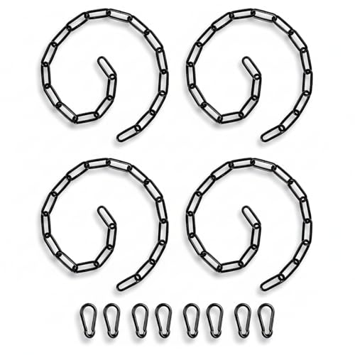 Black Gate Chain 20 Inch 3mm Metal Security Chain Lock with Metal Hooks for Outdoor Fence, Farm, Barn and Livestock (4-Pack) - size: 4-Pack