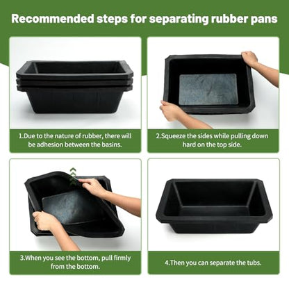 3Pcs Large Rubber Feeder Pan, 10 Quart/2.5 Gallon Horse Feed Bucket Water Bowl, Heavy Duty Water Troughs for Livestock Chicken Dust Bath Tub for Pig Goats Horses Farm Animal Feeding