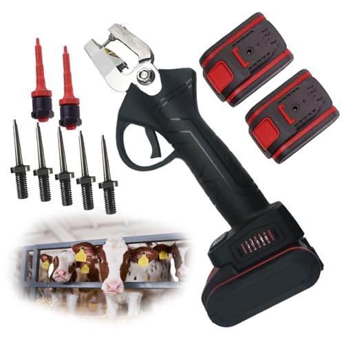 Electric Livestock Ear Tag Applicator Universal Livestock Ear Tag Pliers Cordless Cattle Ear Tagger for Rapid Marking of Pigs, Cattle & Sheep Installation Tools,Black - color: Black