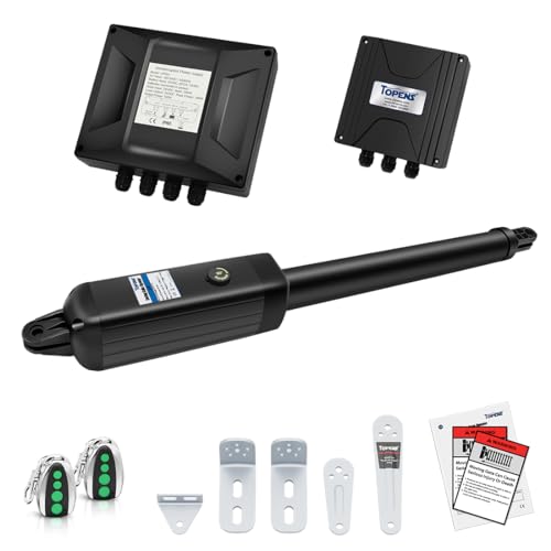 TOPENS A8131 Single Swing Gate Opener Heavy Duty Automatic Gate Motor for Single Swing Gates Up to 18ft, Electric Driveway Gate Operator AC Powered with Remote Control Kit Solar Compatible - size: 880lbs