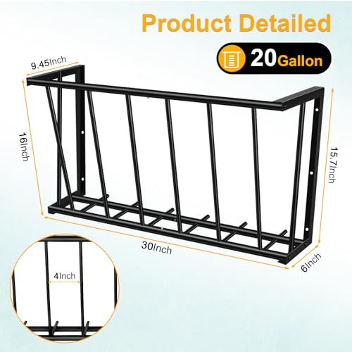 Wall Mount Hay Rack, 30" Steel Hay Feeder& Blanket Holder,20 Gallon Capacity Livestock Feeder for Goats, Sheep and Storage
