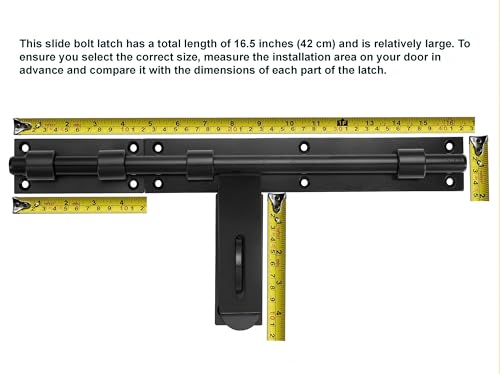 17" Slide Bolt Gate Latch，Face Mount Weld/Screws on gate Left/Right Side | Thickened for Large Wooden/Metal Gates，Fence Gate Latch, Barn Door Lock,Latch Hardware(Patent Pending)