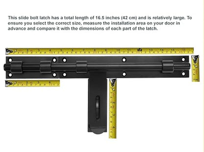 17" Slide Bolt Gate Latch，Face Mount Weld/Screws on gate Left/Right Side | Thickened for Large Wooden/Metal Gates，Fence Gate Latch, Barn Door Lock,Latch Hardware(Patent Pending)
