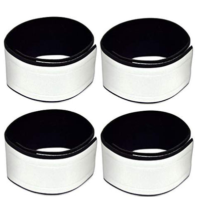 Reflective Ankle Bands with Very Large Reflective Area, 1,000+ ft Visibility, Straps for Biking, Running and Walking at Night - Bright, Lightweight & Comfortable - color: Silver - 4 Bands