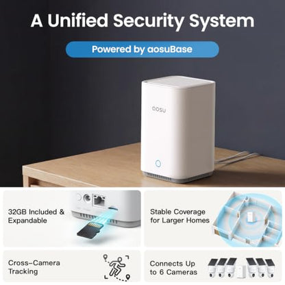 aosu SolarCam D1 Max 2-Cam Kit, 4K Solar Security Cameras Outdoor Wireless, 360° Pan & Tilt Coverage, Auto Tracking, Color Night Vision, No Subscription Required, Local Storage up to 1TB - style: 2-Cam Kit
