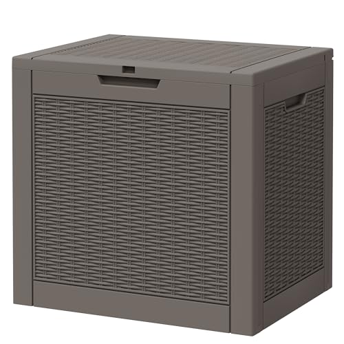 Oudoor Storage Deck Boxes Waterproof, Waterproof and UV Resistant Outdoor Storage Box Lockable Lid for Delivery Box, Indoor, Garden Tools, Pool Supplies, Patio (Grey, 31 Gallon) - color: Rattan Grey, size: 31 Gallon