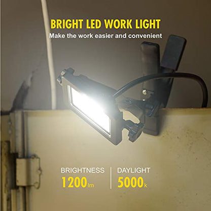1200 Lumens Portable LED Clamp Work Light with 5ft 120V AC/60Hz Power Plug, Lightweight Design, Suitable for wet location, 10 Watts, 5000K Daylight, ETL Certified - color: Black