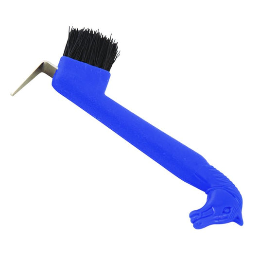 Jeffers Equine 2-in-1 Horse Head Hoof Pick with Cleaning Brush, Durable Hoof Cleaner Tool for Horses, Stiff Bristle Grooming Brush, Equine Stable Tack for Daily Hoof Care and Dirt Removal - Blue - color: Blue