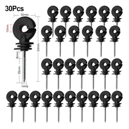 Electric Fencing Ring Insulators 30PC Wire Connection Tool Fence Insulator Animal Electric Multifunctional Screw-in Circuit Protection