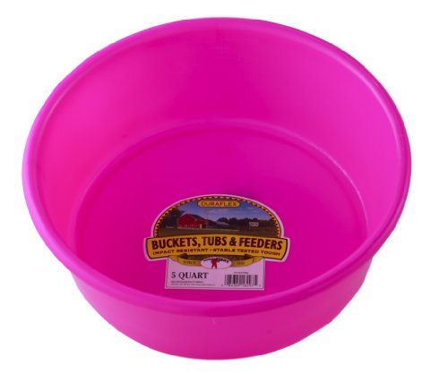Little Giant® Plastic Utility Pan | Feed Pan | Durable & Versatile Livestock Feeding Bucket | Made in USA | 5 Quart | Hot Pink