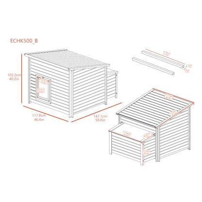 New Age Pet ECOFLEX Fontana Jumbo Chicken Coop, Urban Barn for 4 to 6 Chickens, Easy Assembly, Eco Friendly & Durable, Tan