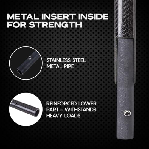 CKG Carbon Fiber Travel Sand Scoop Shovel Handle Universal Lightweight Pole for Beach Metal Detecting Long Rod with 28.5mm/1 1/8 " Diameter - color: Black, size: Travel