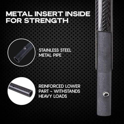 CKG Carbon Fiber Travel Sand Scoop Shovel Handle Universal Lightweight Pole for Beach Metal Detecting Long Rod with 28.5mm/1 1/8 " Diameter - color: Black, size: Travel