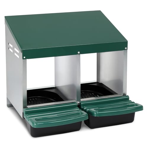 2 Compartment Roll Out Nesting Box for Chickens, Heavy Duty Chicken Coop Nesting Box with Lid Cover to Protect Eggs for Hen, Chicken Laying Boxes Hens Chicken Coop Box - size: 2 Compartment