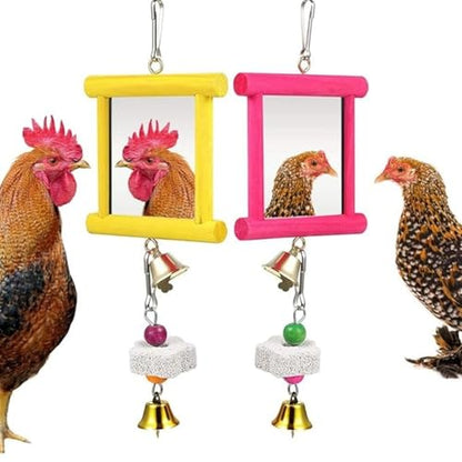 Chicken Toy Mirror Beak Grinder | Safe Multi-Functional Chicken Enrichment Toy for Roosters and Hens, Mirror and Beak Grinding Tool for Garden, Farm, Backyard & Outdoor Entertainment