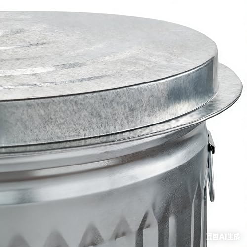 31 Gallon Galvanized Steel Trash Can with Lid Rodent Proof Weather Resistant Heavy Duty Metal Can for Yard Waste and Pet Food Storage