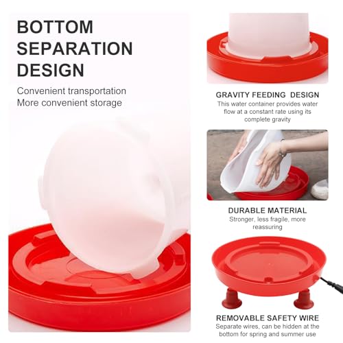 6L Heated Chicken Waterer for Winter Chicken Water with Heater Adjustable Leg Support 35W BPA-Free Heated Poultry Waterer Heavy Duty All in One Heated Waterer for Chicken Coop
