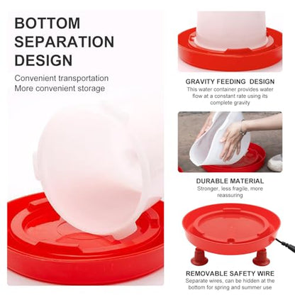 6L Heated Chicken Waterer for Winter Chicken Water with Heater Adjustable Leg Support 35W BPA-Free Heated Poultry Waterer Heavy Duty All in One Heated Waterer for Chicken Coop