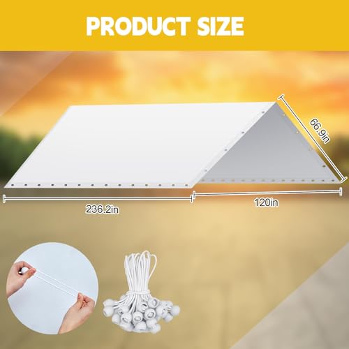 10 x 20 ft Heavy Duty Carport Canopy Waterproof Garage Car Shelter Tarp Tent for Car Canopy Replacement Cover with 50 Ball Bungees, Only Top Cover, Frame is Not Included - style: 10 x 20 ft