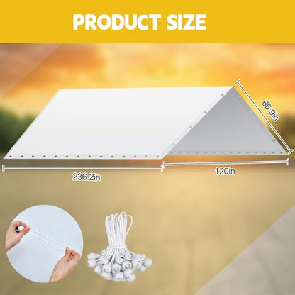 10 x 20 ft Heavy Duty Carport Canopy Waterproof Garage Car Shelter Tarp Tent for Car Canopy Replacement Cover with 50 Ball Bungees, Only Top Cover, Frame is Not Included - style: 10 x 20 ft