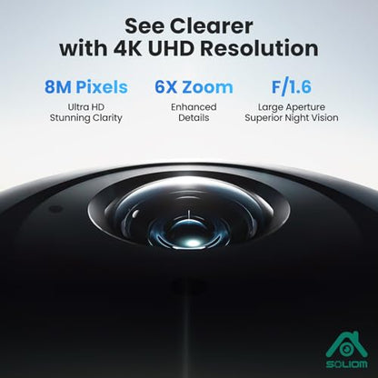 SOLIOM- True 4K HD Security Cameras Outdoor Wireless, Add-On Camera, Solar Powered, Auto Tracking,Requires SOLIOMBASE, SOLIOMBASE Supports Up to 4 Cams - size: Add-on Cam