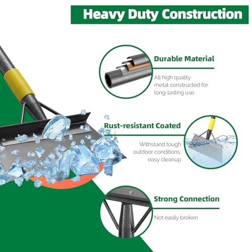 Floor Scraper Long Handle - Ice Removal Tool, Multifunctional Garden Cleaning Flat Shovel, 74" Weed Scraper Heavy Duty Sharp Blade for Lawn Edging,Sidewalk Weeding,Driveway Steps Snow Shovel - size: 74"