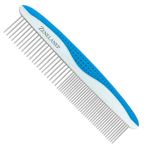 Dog Grooming Comb for Matting – Metal Dematting Comb with Stainless Steel Teeth & Non-Slip Handle (Style 1)