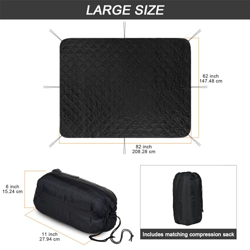 Mirzoyan Woobie Blanket, Military Poncho Liner Camo Insulated Camping Woobie Blanket for Outdoor Hiking Survival Hunting Compression Carry Bag (Black) - color: Dark Black