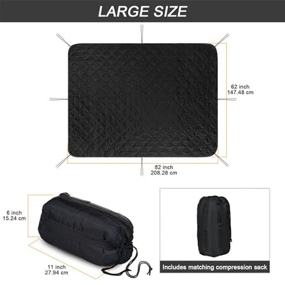 Mirzoyan Woobie Blanket, Military Poncho Liner Camo Insulated Camping Woobie Blanket for Outdoor Hiking Survival Hunting Compression Carry Bag (Black) - color: Dark Black