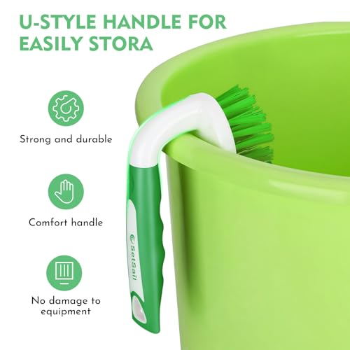 SetSail Scrub Brush, Heavy-Duty Scrub Brushes for Cleaning with Stiff Bristles Cleaning Brush for Shower, Bathroom, Carpet, Kitchen and Bathtub Scrubber - 2 Pack Green - color: Green