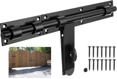 Slide Bolt Gate Latch, 17in, Thickened for Large Wooden/Metal Gates, Face Mount, Weld/Screws on Gate Left/Right Side, Fence Gate Latch, Barn Door Lock, Rustic Gate Lock Hardware(Patent Pending)