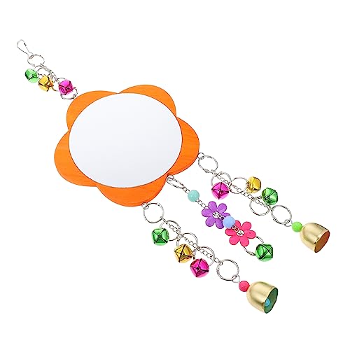 1pc Chicken Mirror Toy for Birds Cage Accessory with Hanging for Farm Garden Pet Cage Fun and Engaging Bird Mirror Toy with Bells