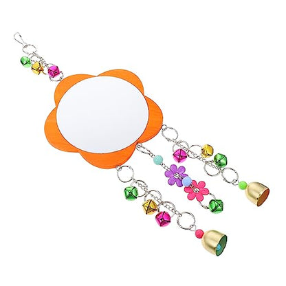 1pc Chicken Mirror Toy for Birds Cage Accessory with Hanging for Farm Garden Pet Cage Fun and Engaging Bird Mirror Toy with Bells