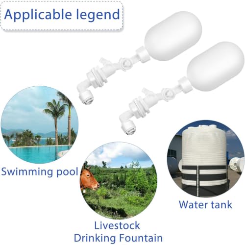 Mudder 6 Pack Float Ball Valve 1/4 Inch Adjustable Plastic Water Filter Float Valve for Ponds, Water Tank, Pump, Trough, Aquariums, Aquaculture, Reservoir