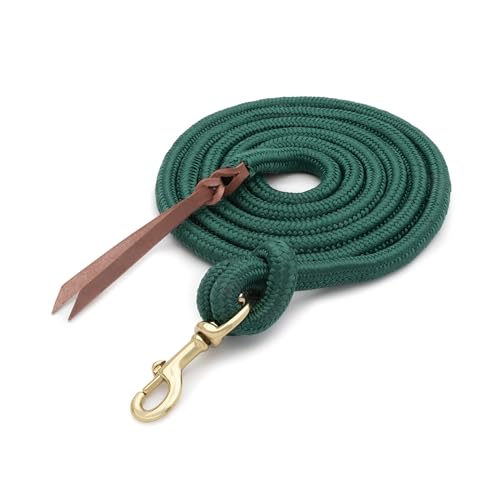 Weaver Equine Performance Lead Rope,5/8" x 10' Horse Cowboy Rope with Brass Plated Snap, Soft Comfort Grip, Barn Horse Tack for Daily Use, Hunter Green - color: Hunter Green