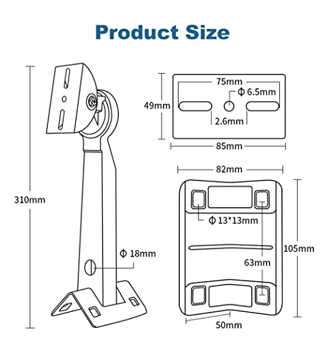 11.8'' (300mm) Heavy Duty CCTV Camera Mount Bracket - Weatherproof Pole/Wall/Corner Mount, Adjustable 90° Tilt for Bullet/PTZ/Dome IP Security Cameras
