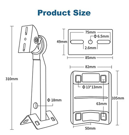 11.8'' (300mm) Heavy Duty CCTV Camera Mount Bracket - Weatherproof Pole/Wall/Corner Mount, Adjustable 90° Tilt for Bullet/PTZ/Dome IP Security Cameras