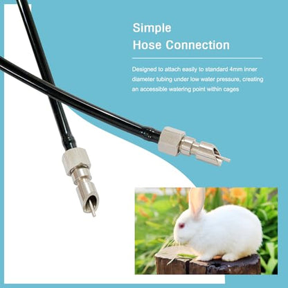 Stainless Steel Water Nipples Metal Automatic Watering System Kit for Rabbit Bunny and Rat - color: silver