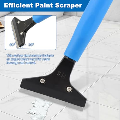 Heavy Duty Floor Scraper, 8" Wide Razor Blade Scraper Tool with 48" Long Handle, 10PCS Extra Metal Blades for Cleaning Wall Glass Floor Paint Gum Stains Stickers Linoleum Stove Top