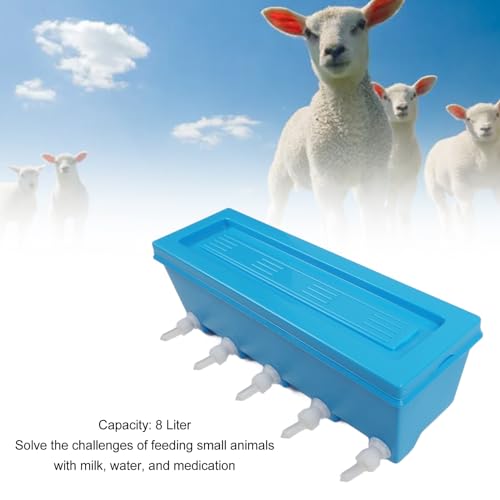 8L Animal Milk Feeder, 20.5 X 6.5 X 6.7in Farm Livestock Breeding Feeder with 5 Nipples, Livestock Feeding Tool for Sheep, Pigs, Puppies
