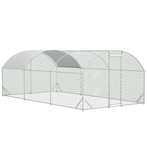 Large Metal Chicken Coop Walk-in Poultry Cage Chicken Run with Waterproof Cover,Outdoor Backyard Farm Chicken Rabbits Duck Run Pen Easy to Assemble and Clean - size: 314.9"L x 118.1"W x 78.7"H
