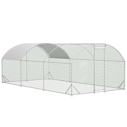 Large Metal Chicken Coop Walk-in Poultry Cage Chicken Run with Waterproof Cover,Outdoor Backyard Farm Chicken Rabbits Duck Run Pen Easy to Assemble and Clean - size: 314.9"L x 118.1"W x 78.7"H