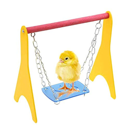 Acrylic Swing Chicken Toy with Hanging Chain Chick Perch Cage Training Stand Holder for Bird Hens Macaw Outdoor for Parakeets Toys Toys