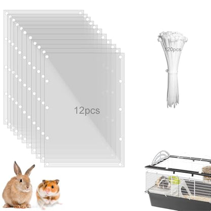 Pet Cage Liner Protection, Rabbit Cage Plastic Panels, 12 PCS Cage Urine Guard for Rabbit, Guinea Pig, Hamster, Hedgehog, Chinchilla, Ferret, Bunny - Transparent, 11.8"x7.9" - size: 12PCS,11.8"x7.9"