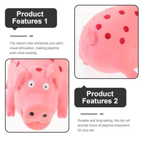 POPETPOP Squeaky Pig Dog Toy, Durable Dots Latex Chew Toy with Sound Squeaker for Small, Medium & Large Dogs Puppies Biting Chasing and Interactive Play (Pink)